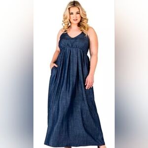Standards & Practices Elegant Blue Denim Maxi Dress